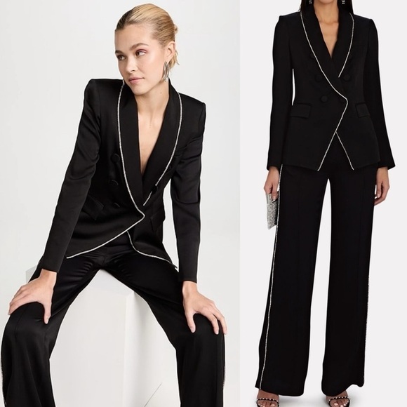 VERONICA BEARD Jagger Crystal Trim Dickey Jacket in Black Size 2 - Picture 3 of 15